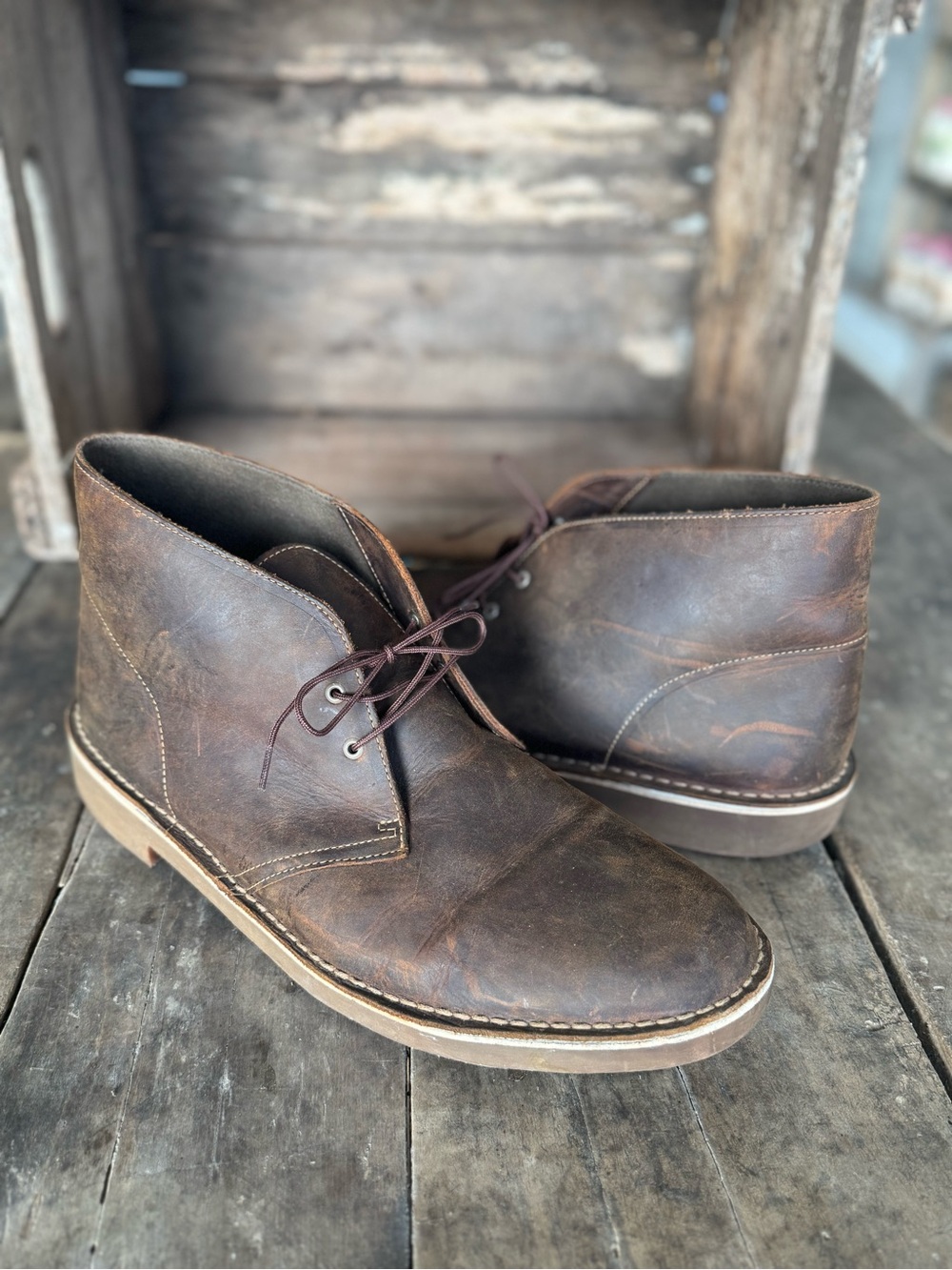 Clarks Brown Leather Chukka Boots with Tan Sole